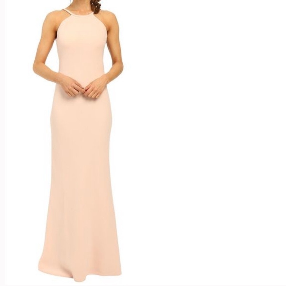 Calvin Klein Women's Pink Size 4 Scoop Back Crepe Ball Gown Dress